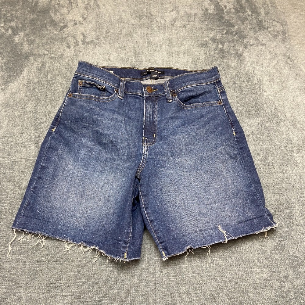 Calvin Klein Jeans Cut Off Shorts Womens 6 Blue Denim Frayed Hem Streetwear